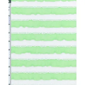 1 7/8 YD PC-Green/White Stripe Ruffle Knit Fabric