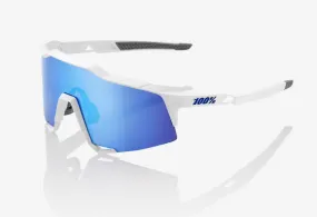 100% Cycling Unisex Adult Speedcraft - Matte White - HiPER Blue Multilayer Mirror Lens