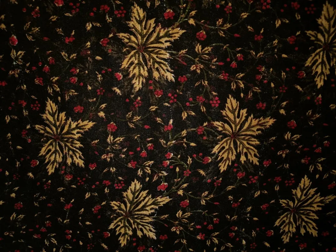 100% silk flat chiffon black color floral printed fabric 44" wide