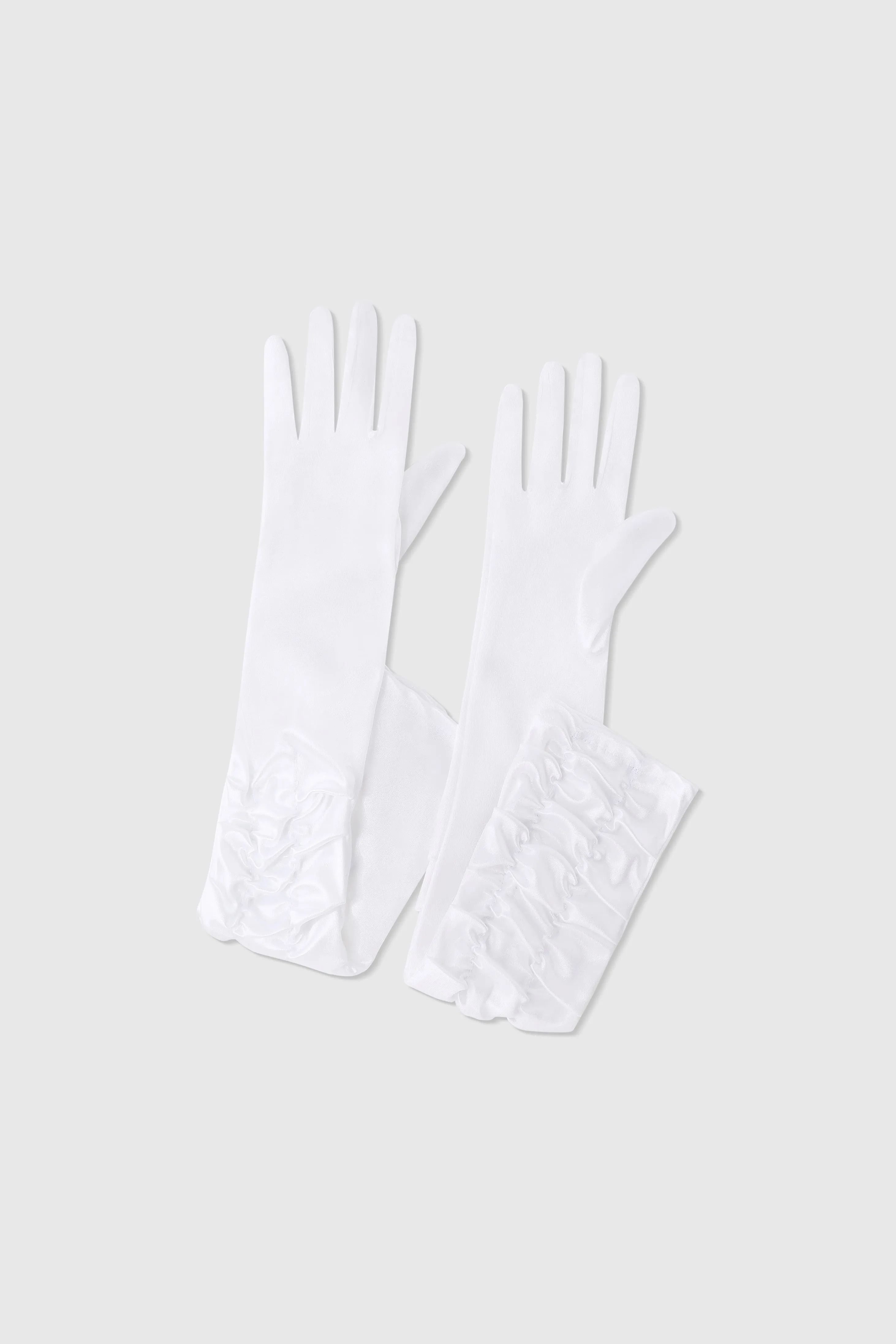 20.5" Wave Pleated Satin Stretchy Gloves