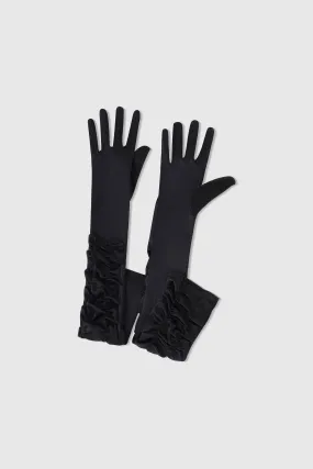 20.5" Wave Pleated Satin Stretchy Gloves