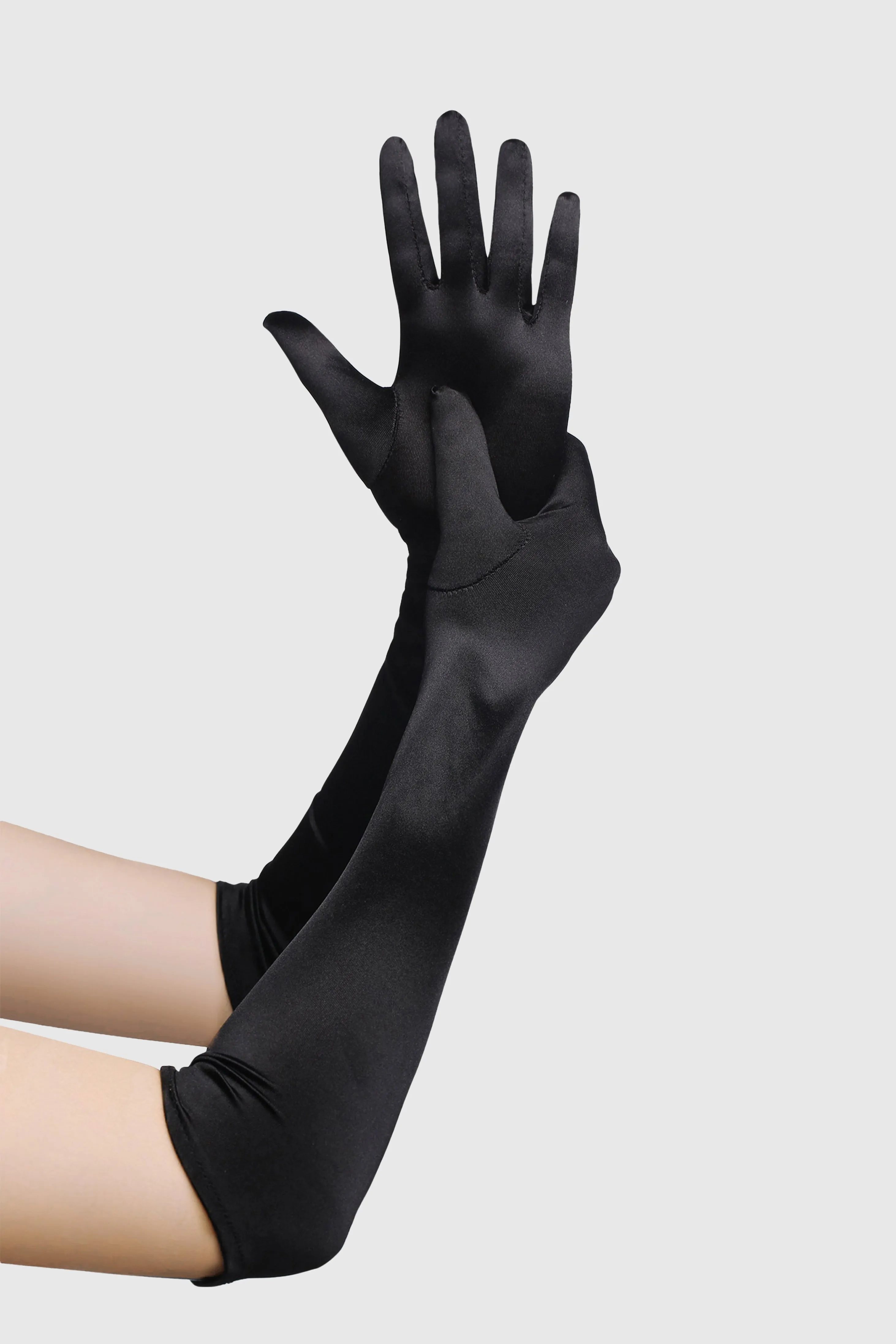 21.6" Long Satin Stretchy Flapper Gloves