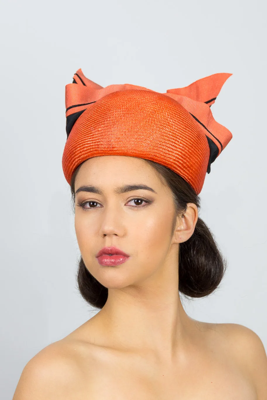 BRIDGET: Orange Open Ring Pillbox with Bow