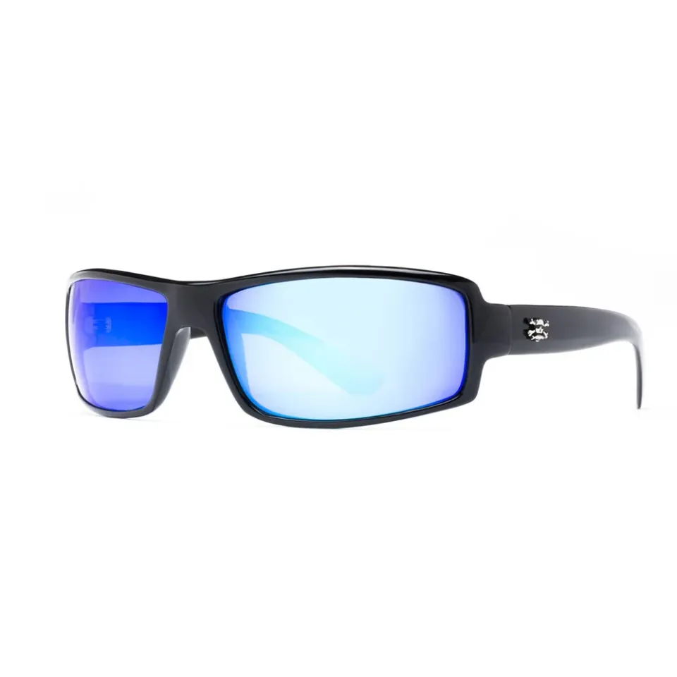 Calcutta Whitehaven Shiny Black Frames - Blue Mirror Lens - Polarized Sunglasses