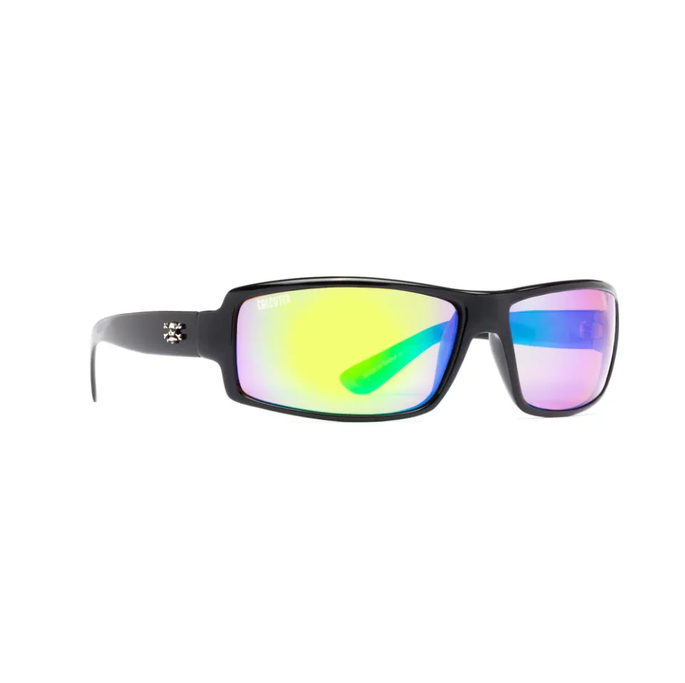 Calcutta Whitehaven Shiny Black Frames - Green Mirror Lens - Polarized Sunglasses