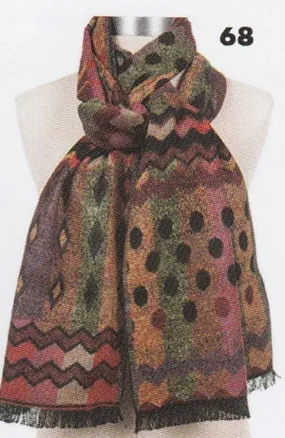 Cashmere Scarf- 68 -Brown/Gold Print