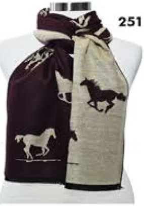 Cashmere Scarf-PSC 251 Brown/Tan Horse Print