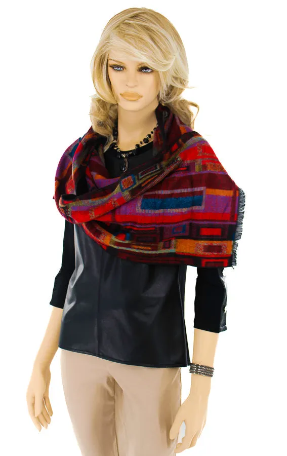 Cashmere Scarf- Red/Multi Print