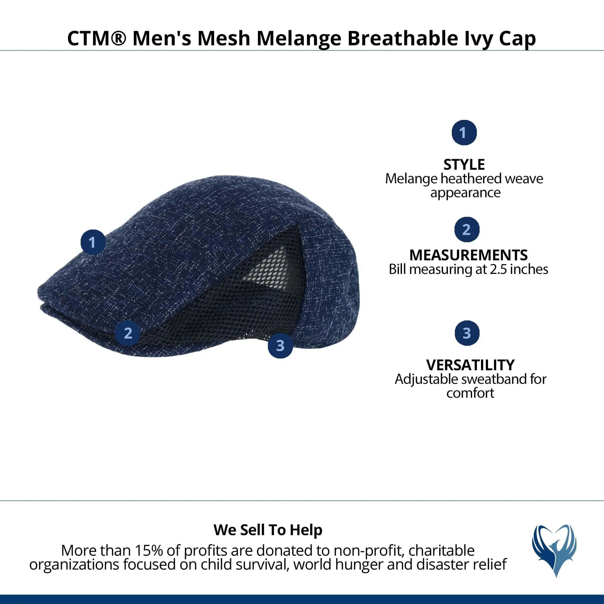 CTM® Men's Mesh Melange Breathable Ivy Cap