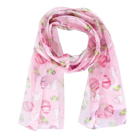 CTM® Women's Easter Bunny and Egg Print Holiday Lightweight Scarf