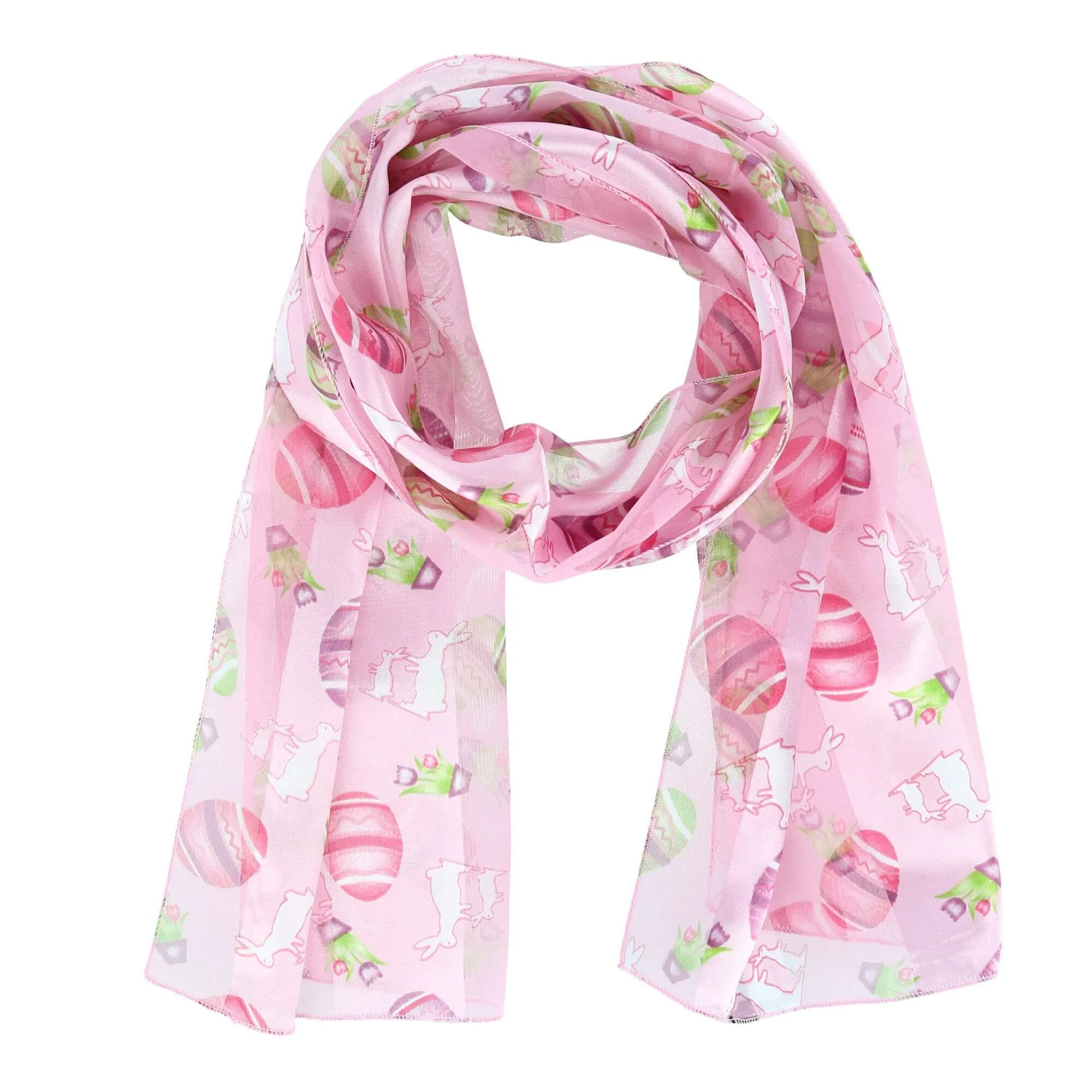 CTM® Women's Easter Bunny and Egg Print Holiday Lightweight Scarf