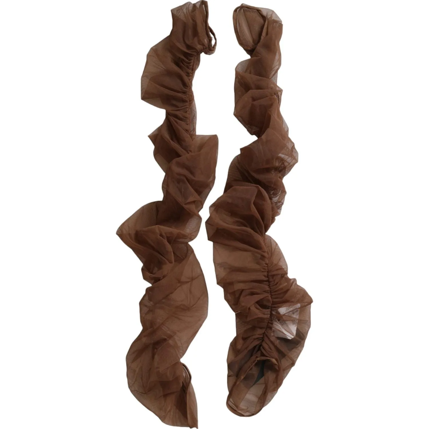 Dolce & Gabbana Brown Nylon Finger Less Elbow Long Arms Gloves