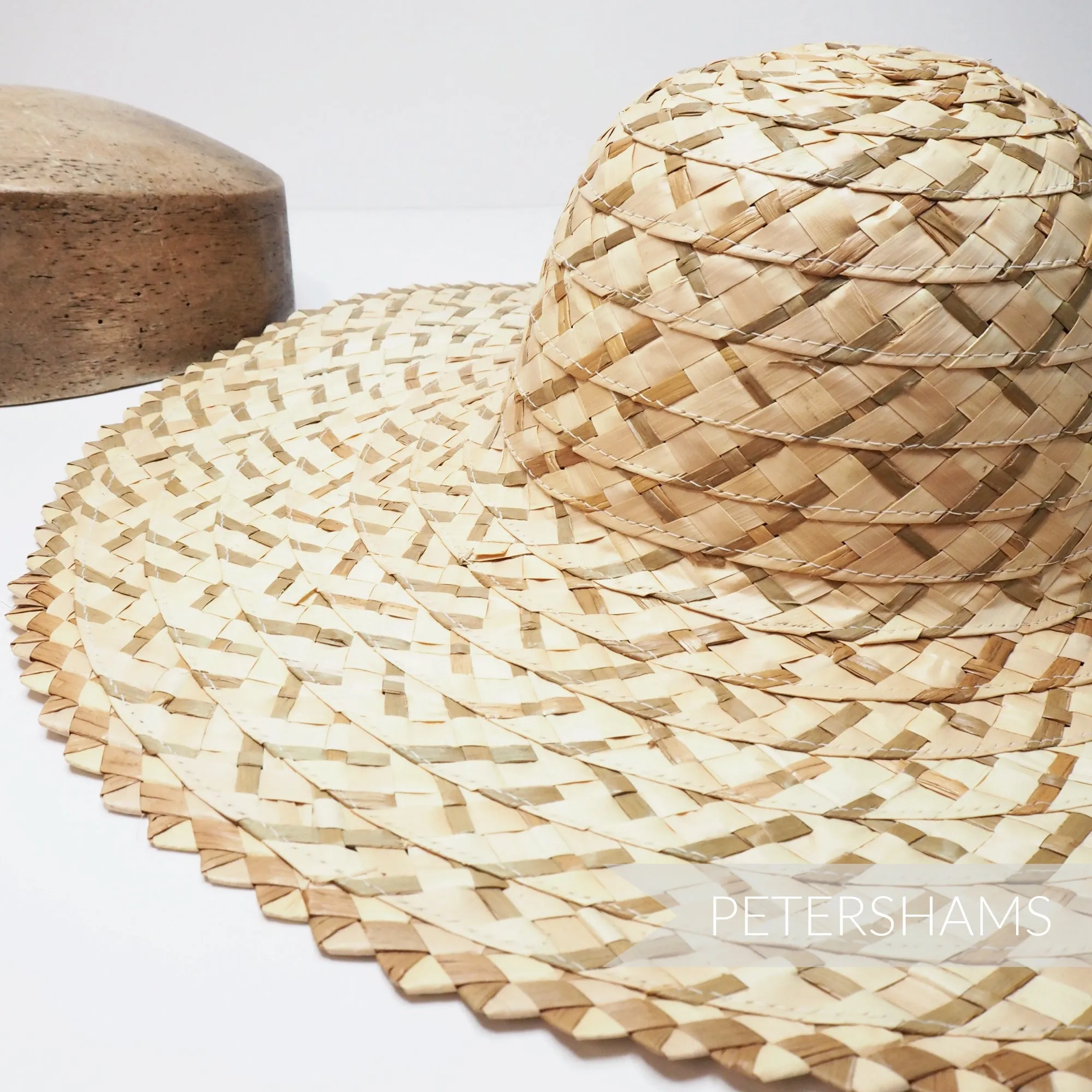 Emmy' Natural Multitone Strip Straw Decorative Edge Capeline Hat Body - 12"