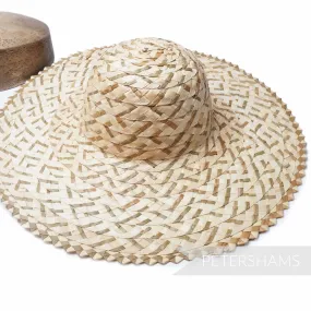 Emmy' Natural Multitone Strip Straw Decorative Edge Capeline Hat Body - 12"