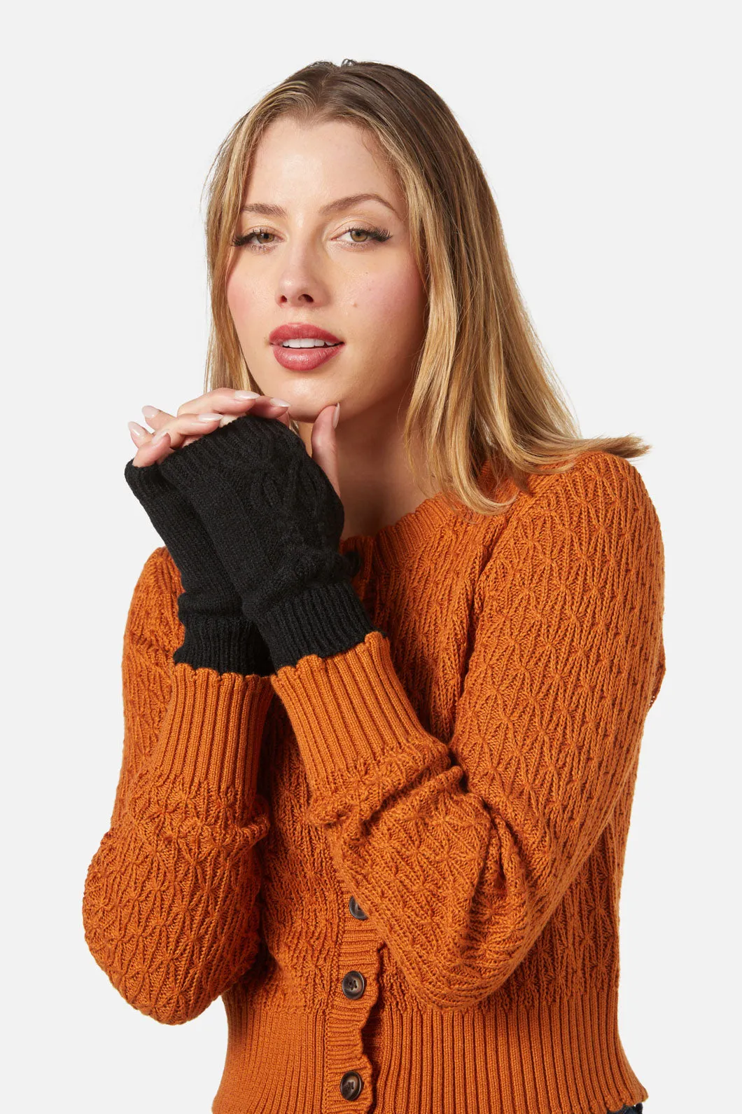 Fancy Cable Fingerless Gloves