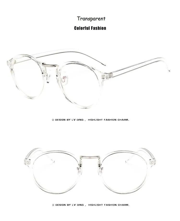 Fashion Transparent round glasses clear frame Women Spectacle myopia glasses