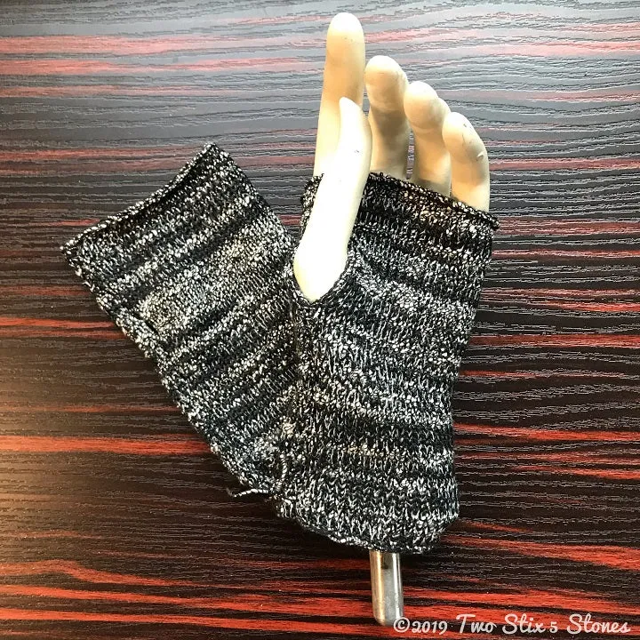 FBlack & White Tweed Fingerless Gloves