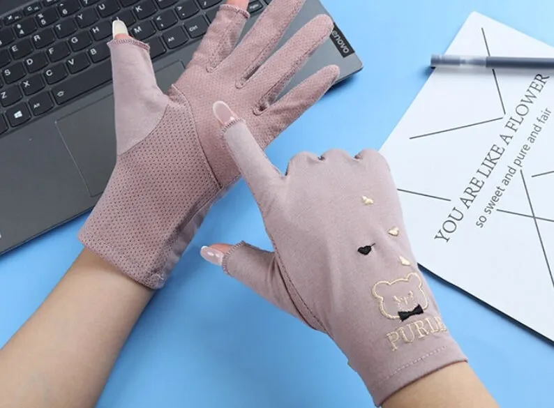 Fingerless Cotton Gloves - Summer Gloves for Smartphone Users