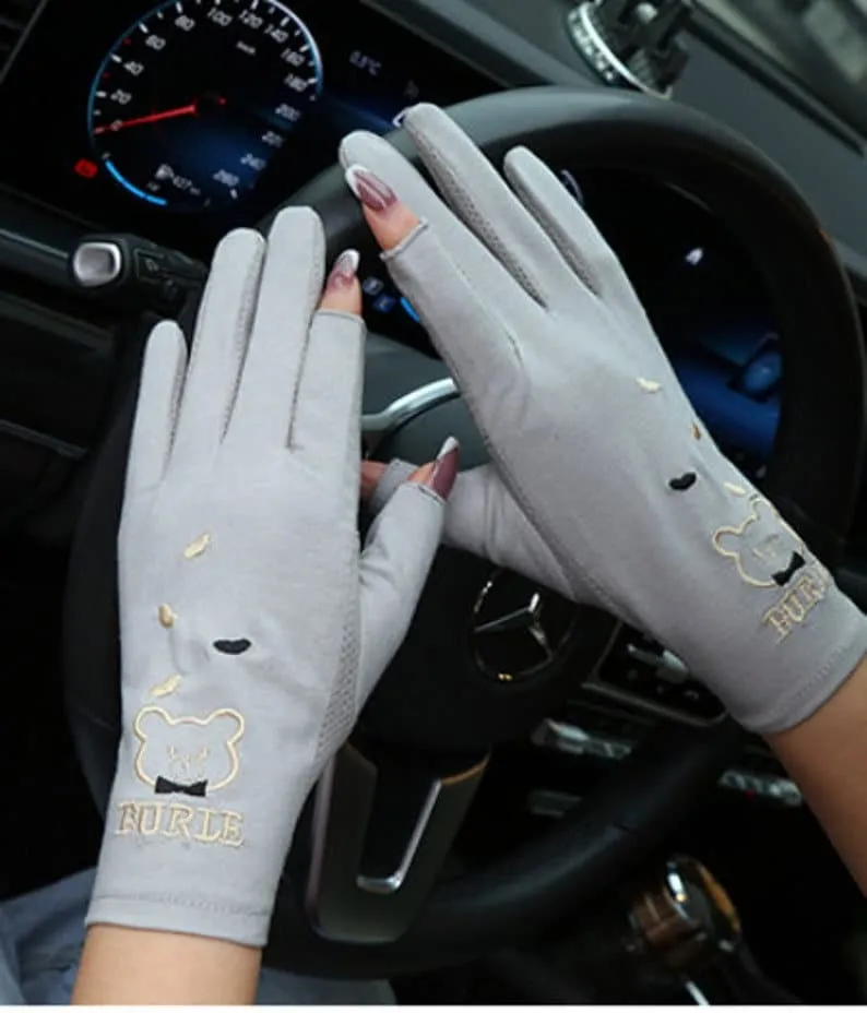 Fingerless Cotton Gloves - Summer Gloves for Smartphone Users