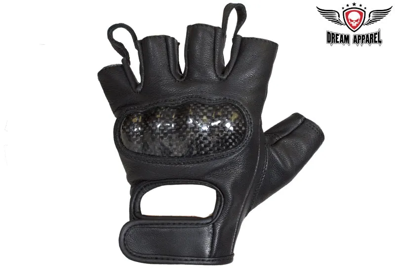 Fingerless Deer Skin Leather Gloves W/ Padded Knuckle Protectors