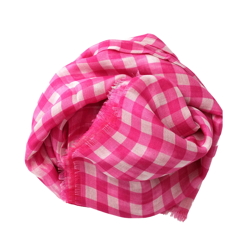 Gingham Ikat Print Scarf