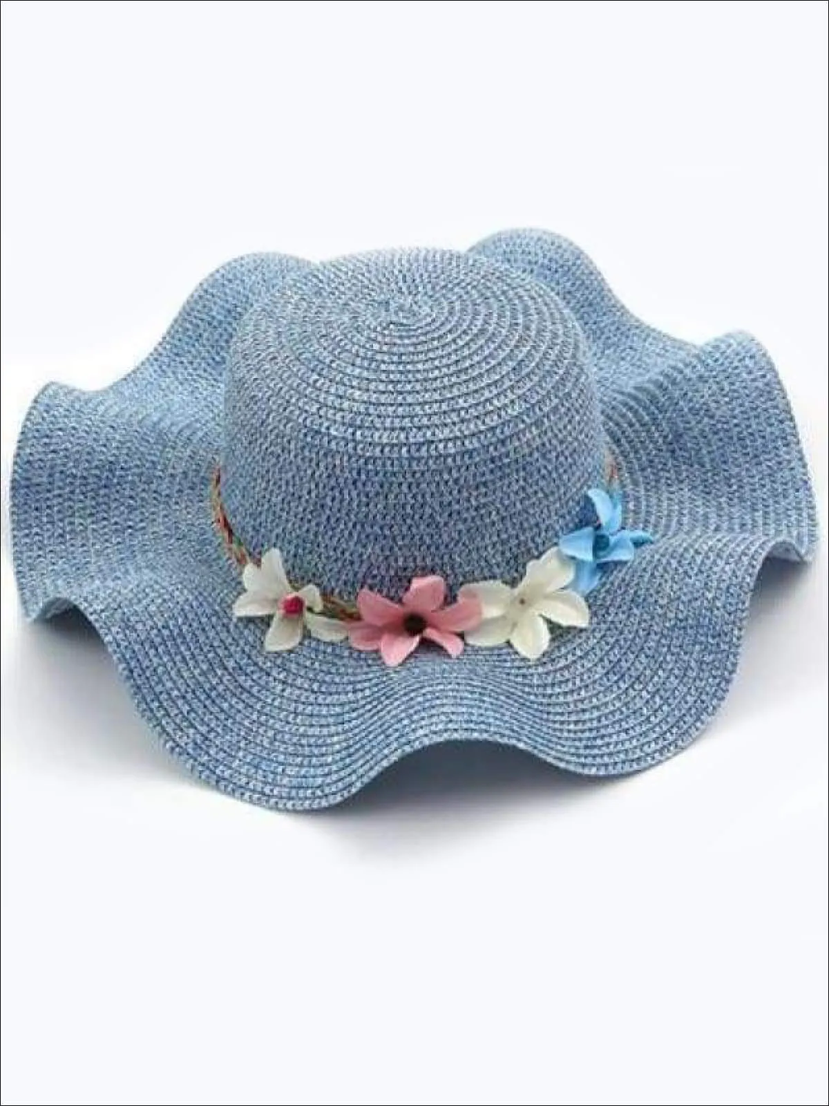 Girls Fashion Straw Hat with Flowers ( 5 colors)