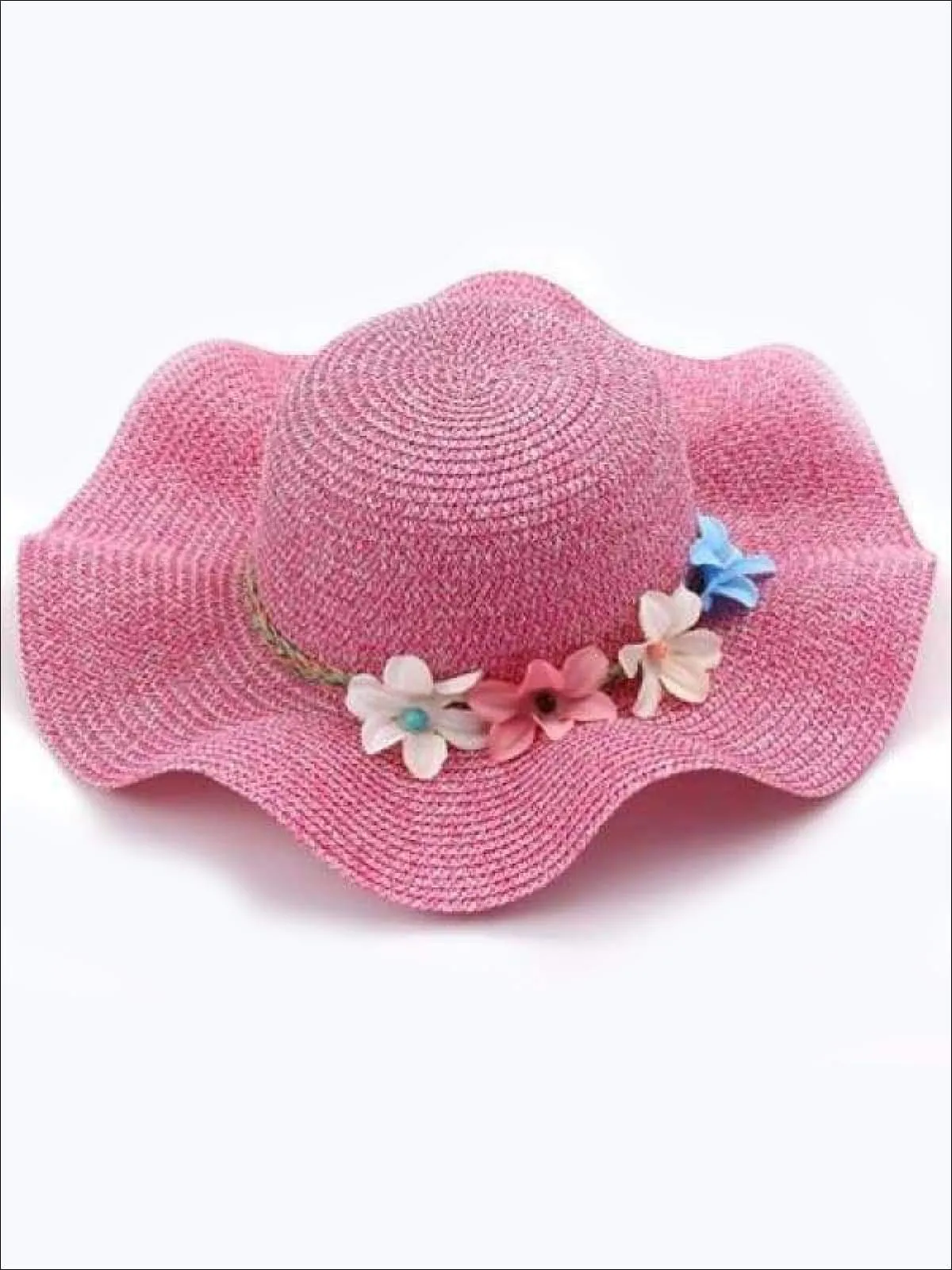 Girls Fashion Straw Hat with Flowers ( 5 colors)