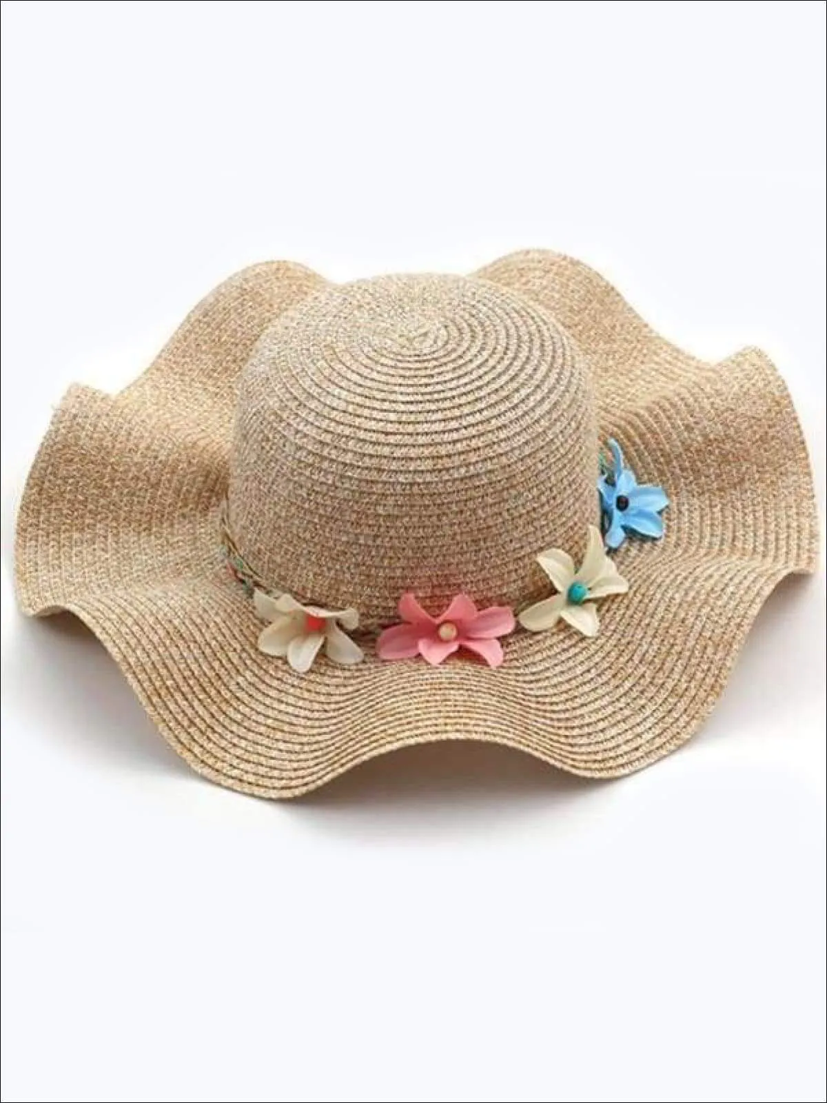 Girls Fashion Straw Hat with Flowers ( 5 colors)