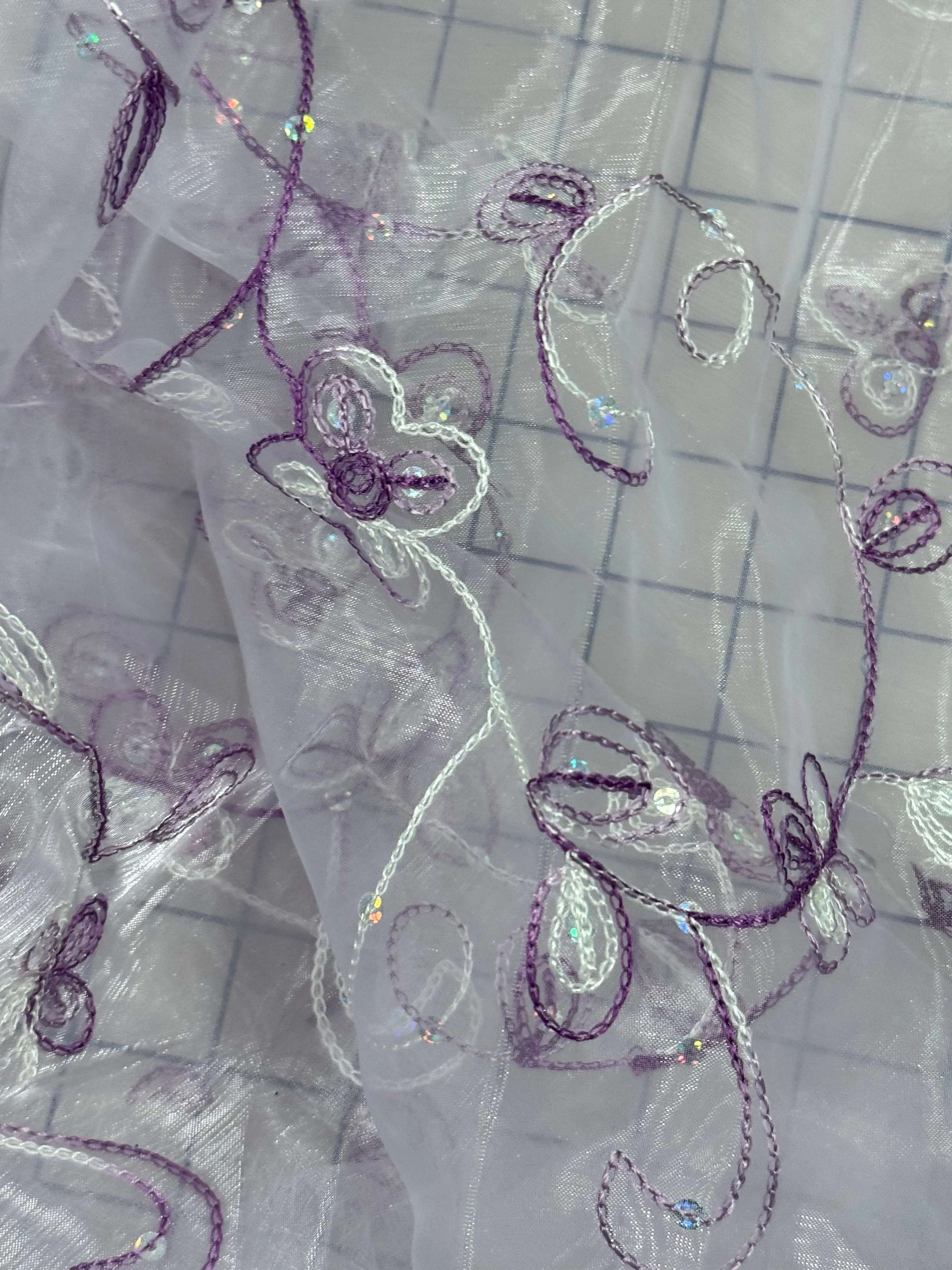 Grab Bag - Embroidered Organza with Sequins Lilac