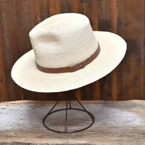 Guatemalan Fine Palm Fedora, 3" Brim, With Leather Band. Tear Drop Crease.