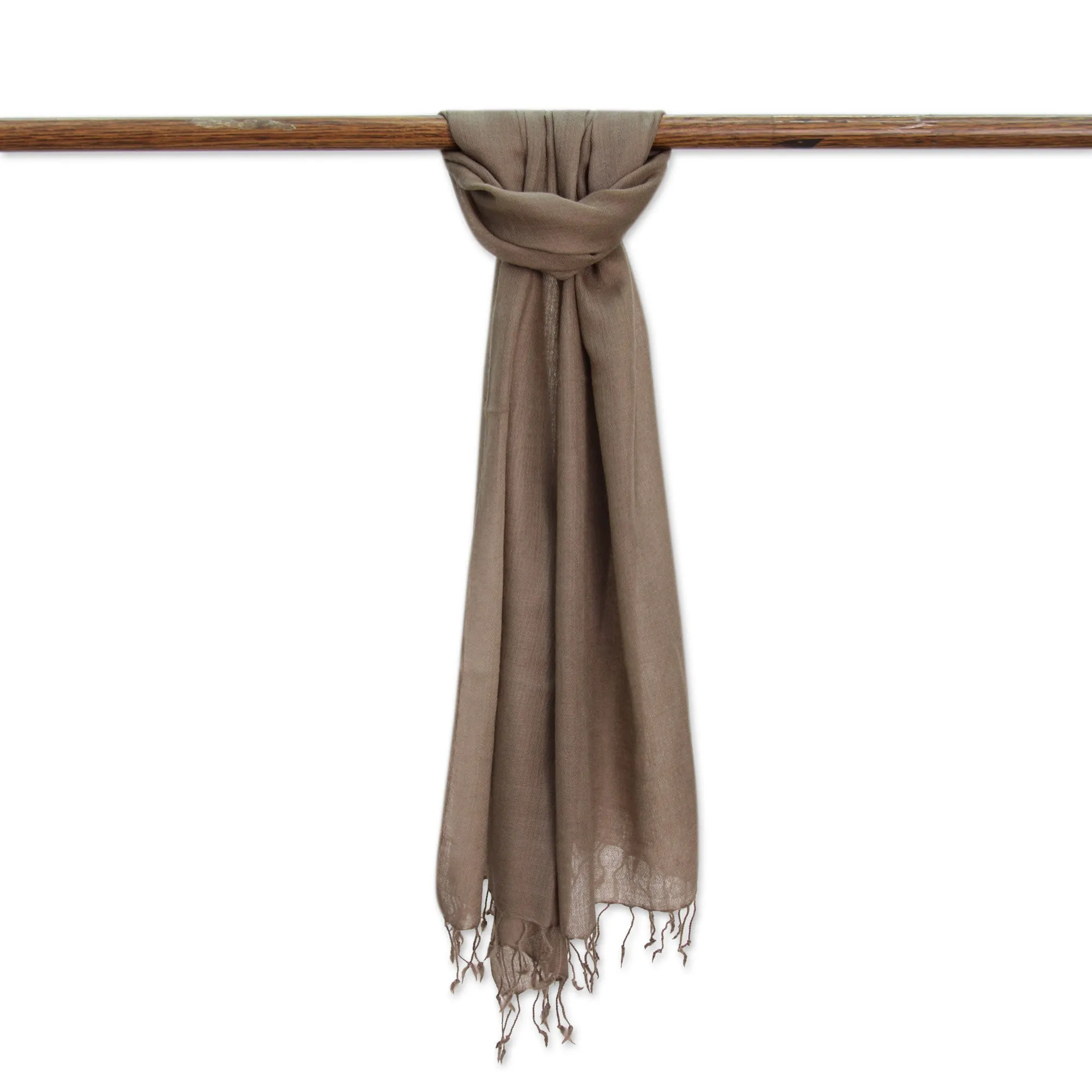 Kashmiri Taupe Men's Lightweight Taupe Wool Scarf