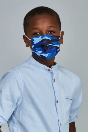 Kids - Blue Camo Face Masks - 10 Pack