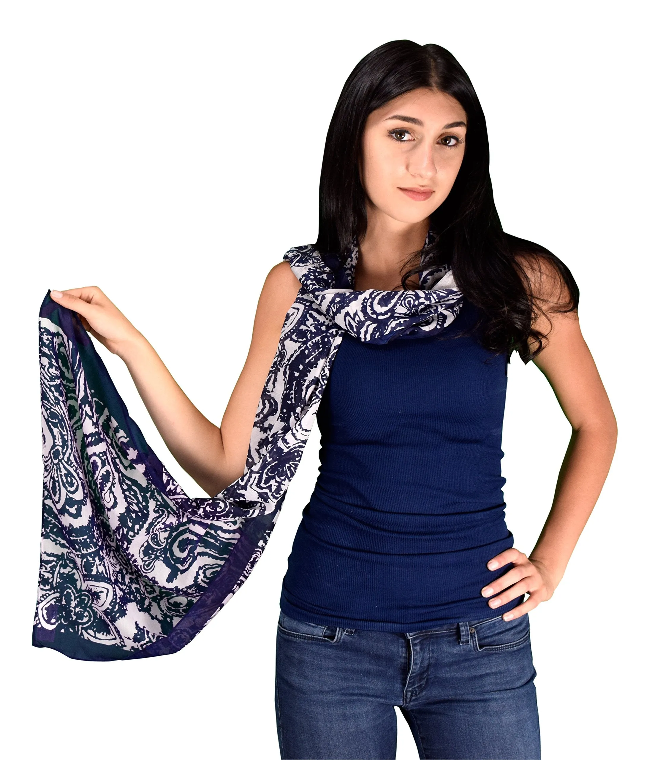 Lightweight Damask Paisley Scarves Summer Shawls Sheer Wraps