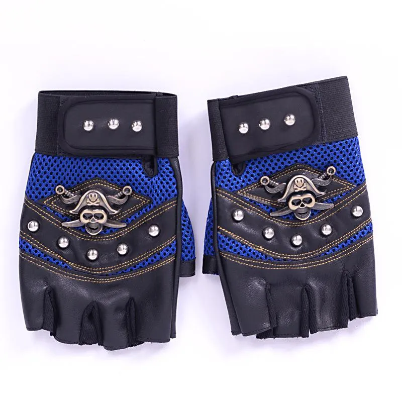 Men's Leather Fingerless Gloves With Rivets