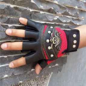 Men's Leather Fingerless Gloves With Rivets