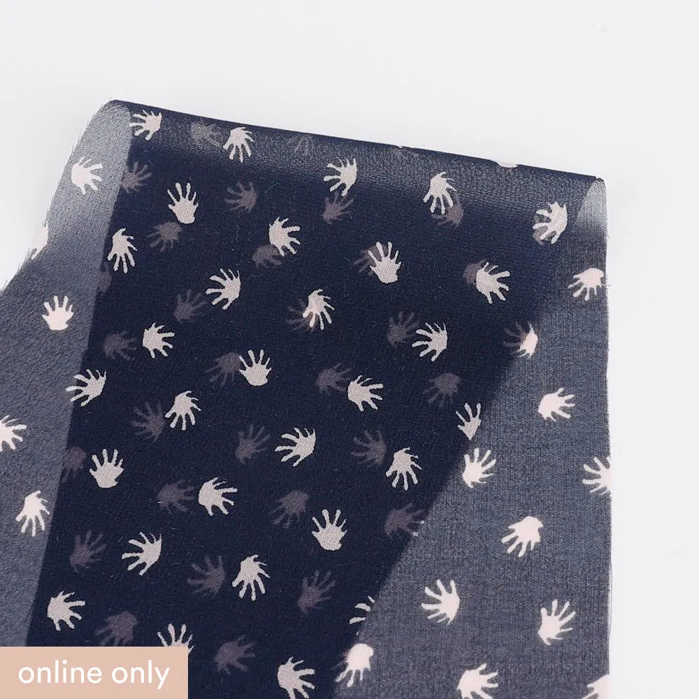 Mini Palm Leaf Silk Georgette - Navy