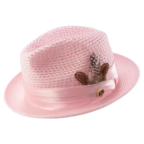 Montique Pink Men's Summer Straw Hats Style H-34