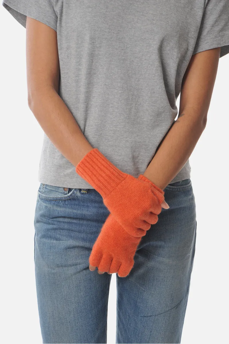 Orange Cashmere Fingerless Gloves