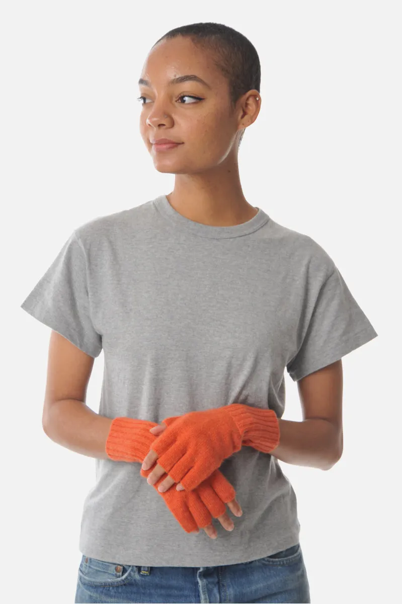 Orange Cashmere Fingerless Gloves