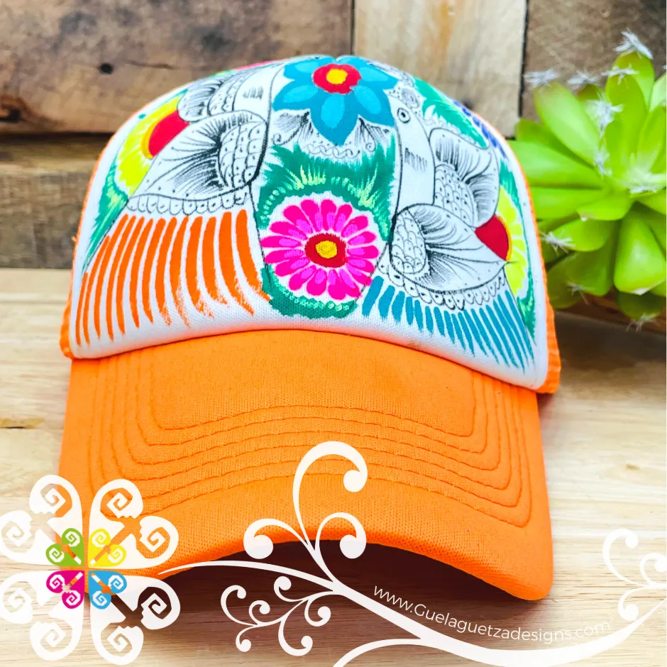 Orange Hand Painted Cap - Gorra Pintada Guerrero