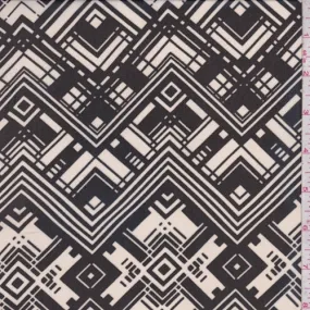 Pale Bisque/Black Art Deco Chiffon Fabric