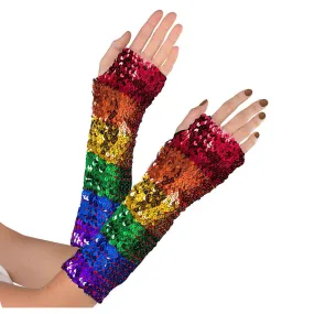 Rainbow Sequin Fingerless Gloves