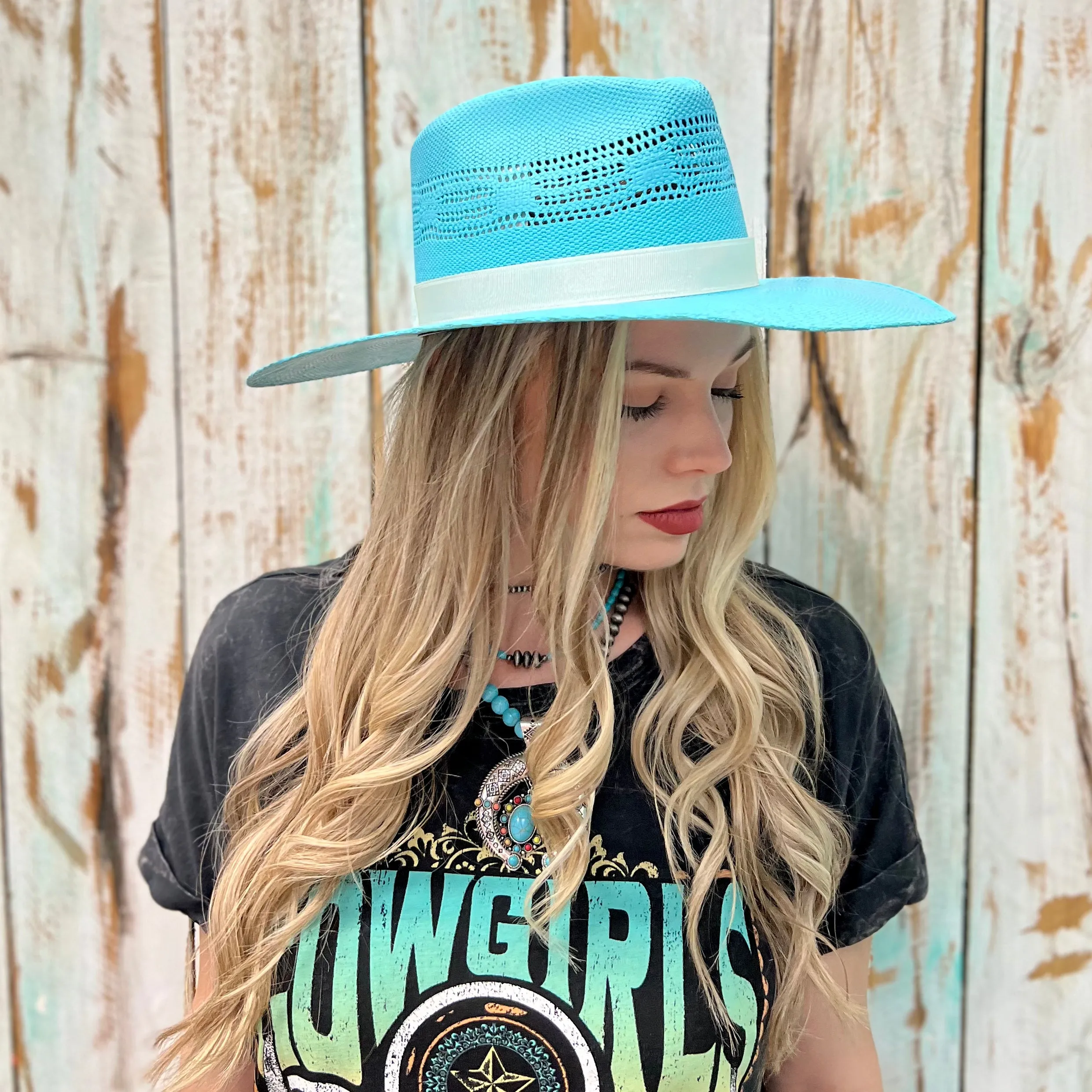 Rolling Around In The Turquoise Straw Hat