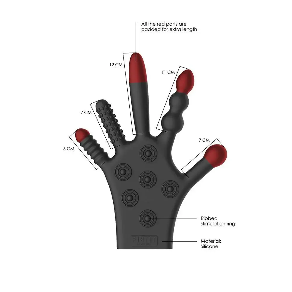 Shots Stretchy Silicone Black Stimulation Glove