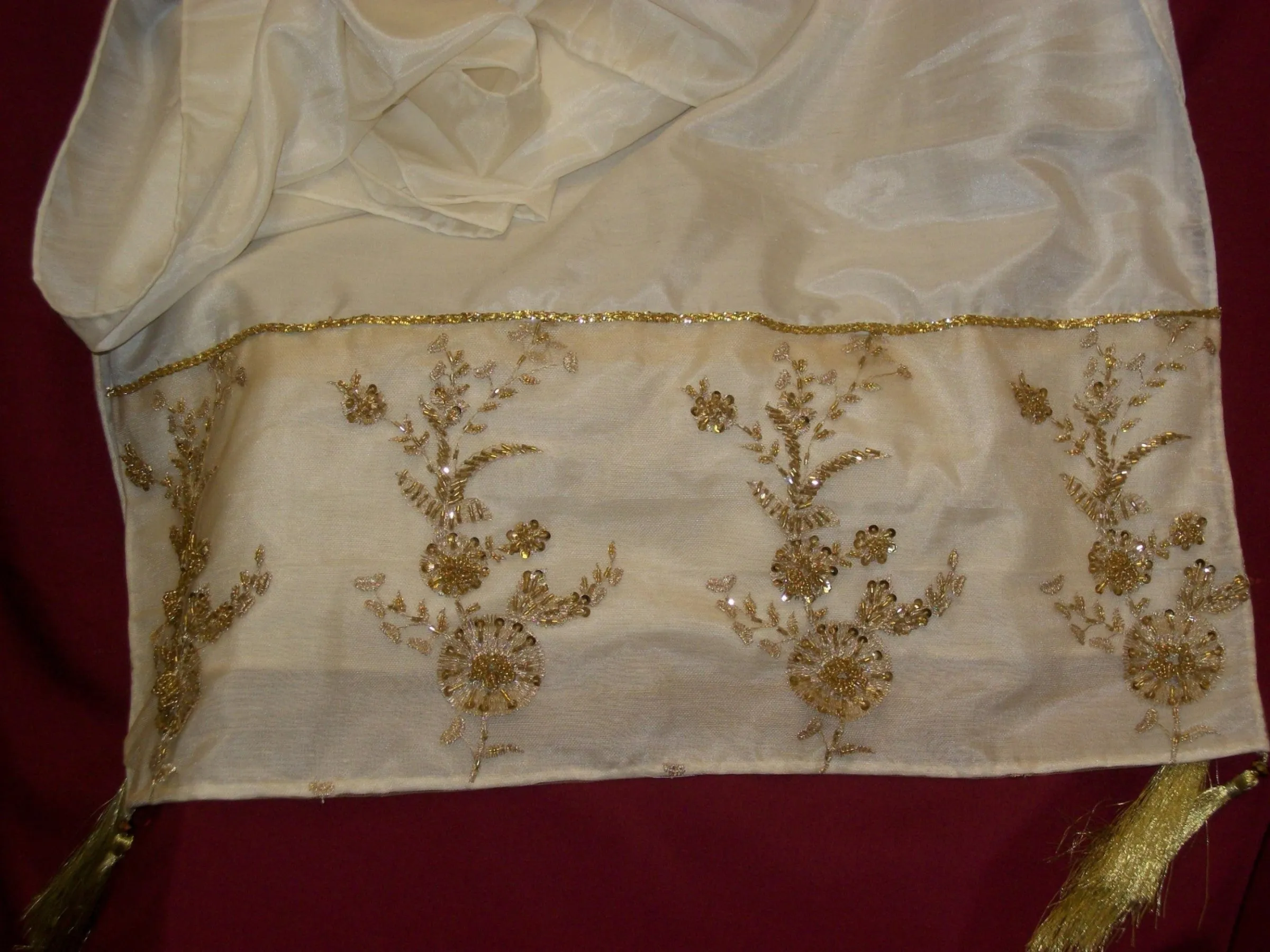 Silk Scarf 2948 Natural Ivory Pure Silk Dupatta Chunni Shawl Wrap Shieno