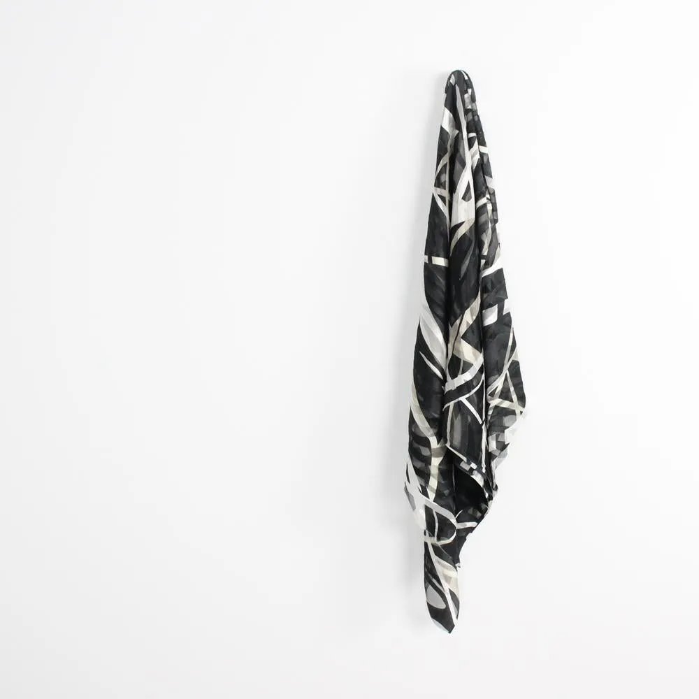 Slash Print Silk Devoré - Black / Ecru