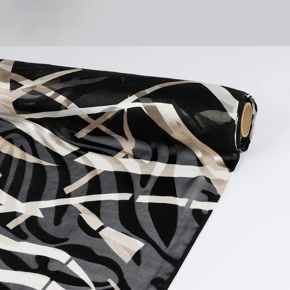 Slash Print Silk Devoré - Black / Ecru