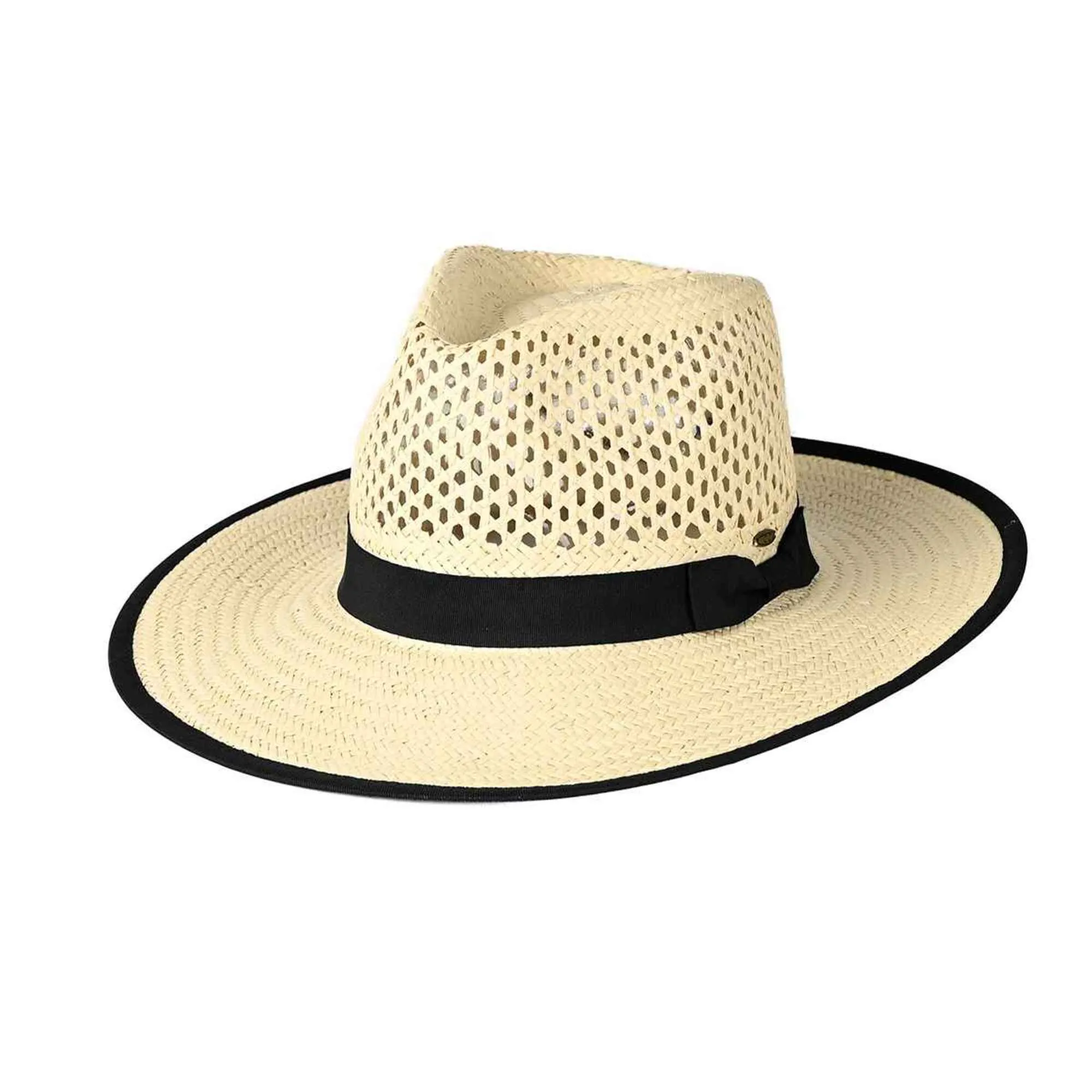 STH17 Open Weave Bow Trim Panama Hat