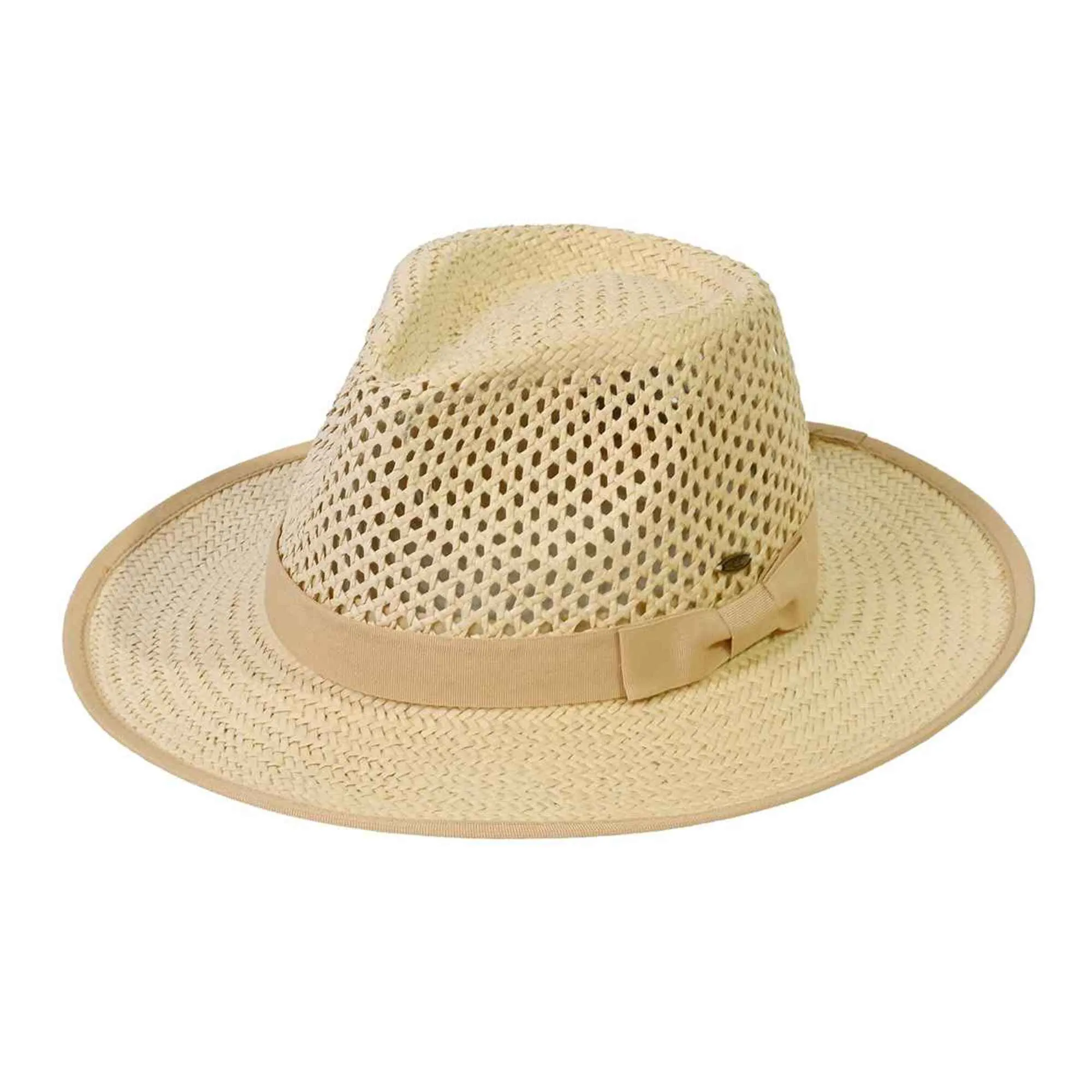 STH17 Open Weave Bow Trim Panama Hat