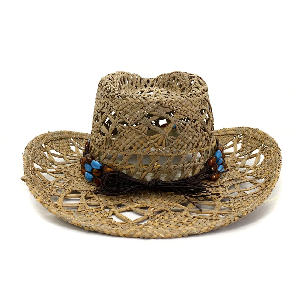 Straw Cowboy Hats Grass Salty Grass Hand-Knitted Western Cowboy Sunshade